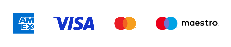 American Express, Visa, Mastercard, Maestro